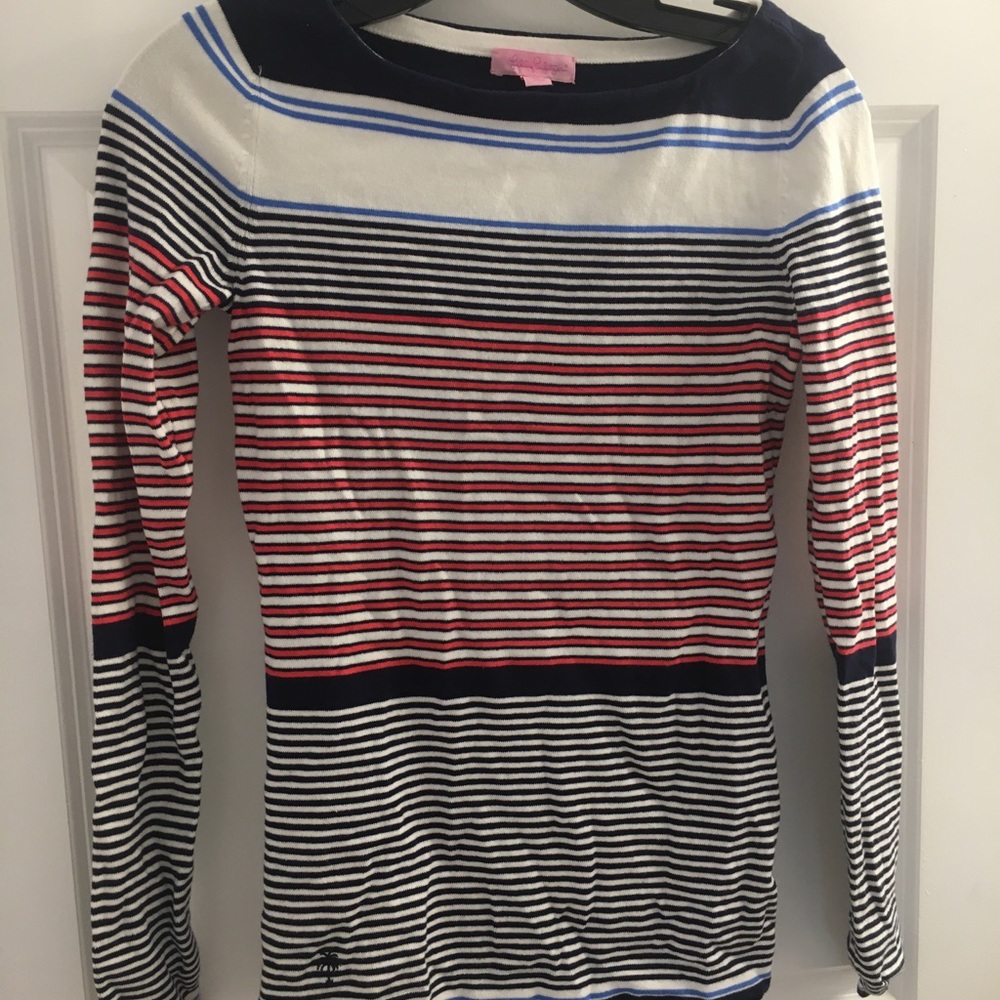 Red white and blue striped Lilly Pulitzer t shirt
